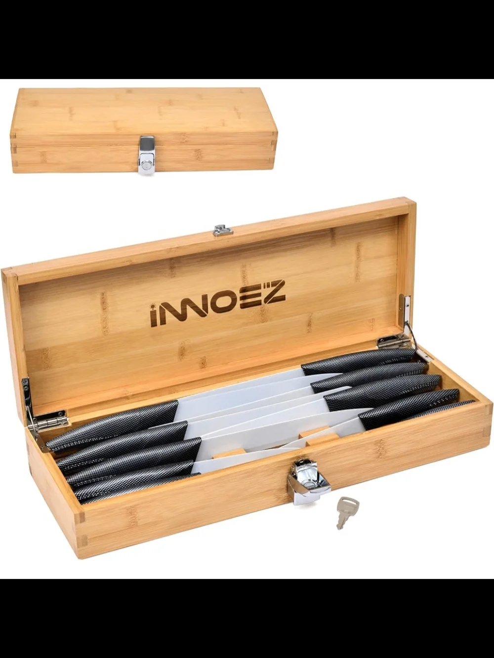 Bamboo Knife Storage Box in Natural Wood